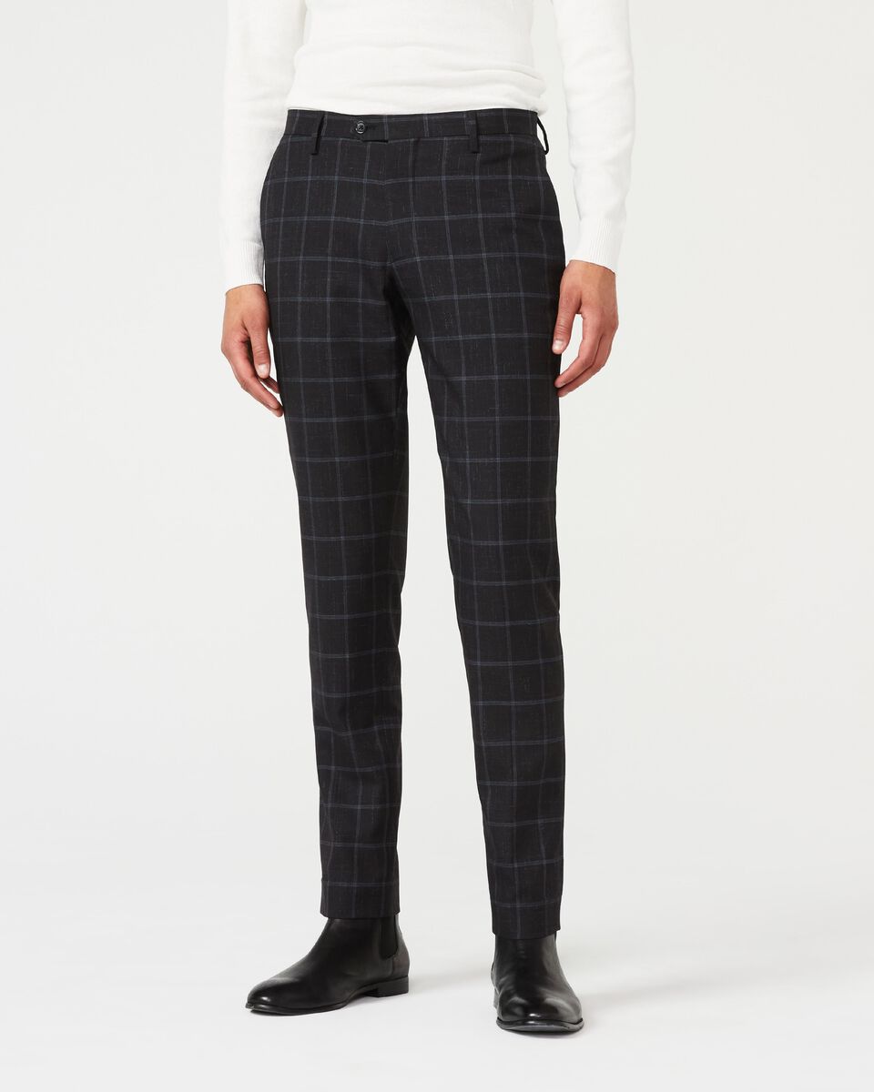 Mens Black Windowpane Tailored Suit Pant